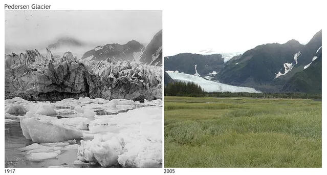 gambaran kondisi pedersen glasier tahun 1917 dan 2005