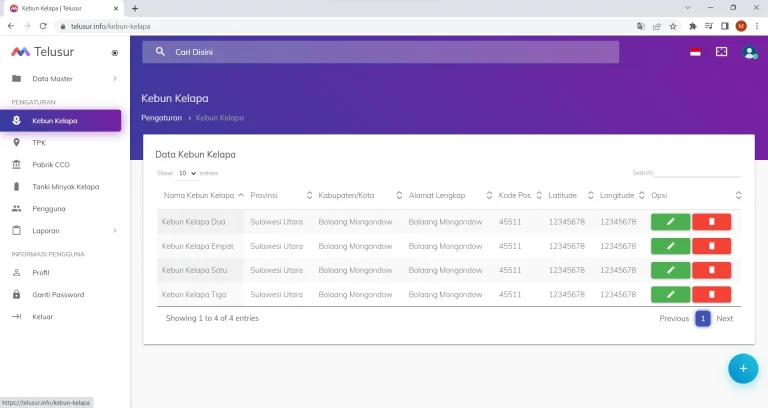 Tangkapan layar portofolio pembuatan website dan aplikasi, dengan nama project RISET KELAPA NON STANDAR yang pernah dibuat oleh PT Nextgen Inovasi Indonesia