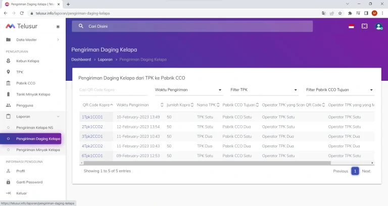 Tangkapan layar portofolio pembuatan website dan aplikasi, dengan nama project RISET KELAPA NON STANDAR yang pernah dibuat oleh PT Nextgen Inovasi Indonesia