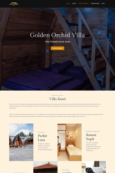 Tangkapan layar website travel dengan domain goldenorchidvilla.com yang pernah dibuat oleh PT Nextgen Inovasi Indonesia