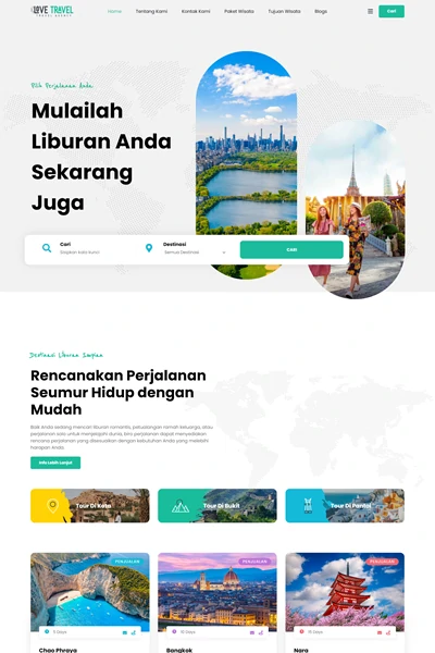 Tangkapan layar website travel dengan domain lovetravelwisata.com yang pernah dibuat oleh PT Nextgen Inovasi Indonesia