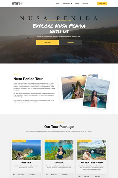 Tangkapan layar website travel dengan domain tourtonusapenida.com yang pernah dibuat oleh PT Nextgen Inovasi Indonesia