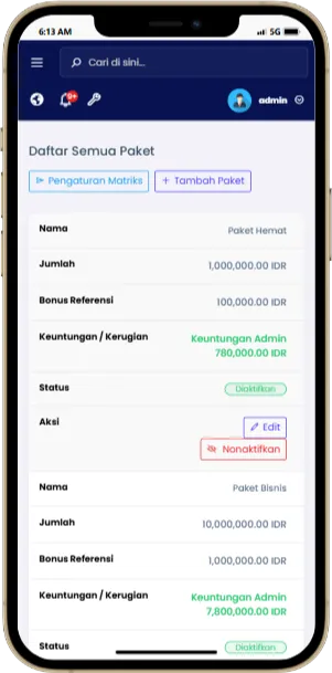 Tampilan sistem MLM di mobile phone 3