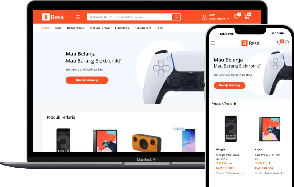 Contoh tampilan website marketplace yang kami buat