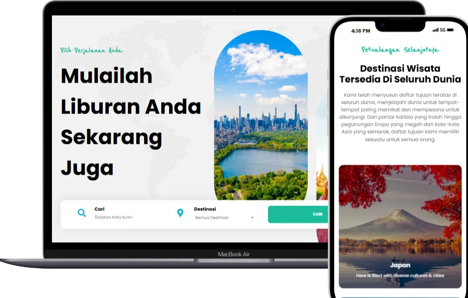Contoh tampilan website travel yang kami buat