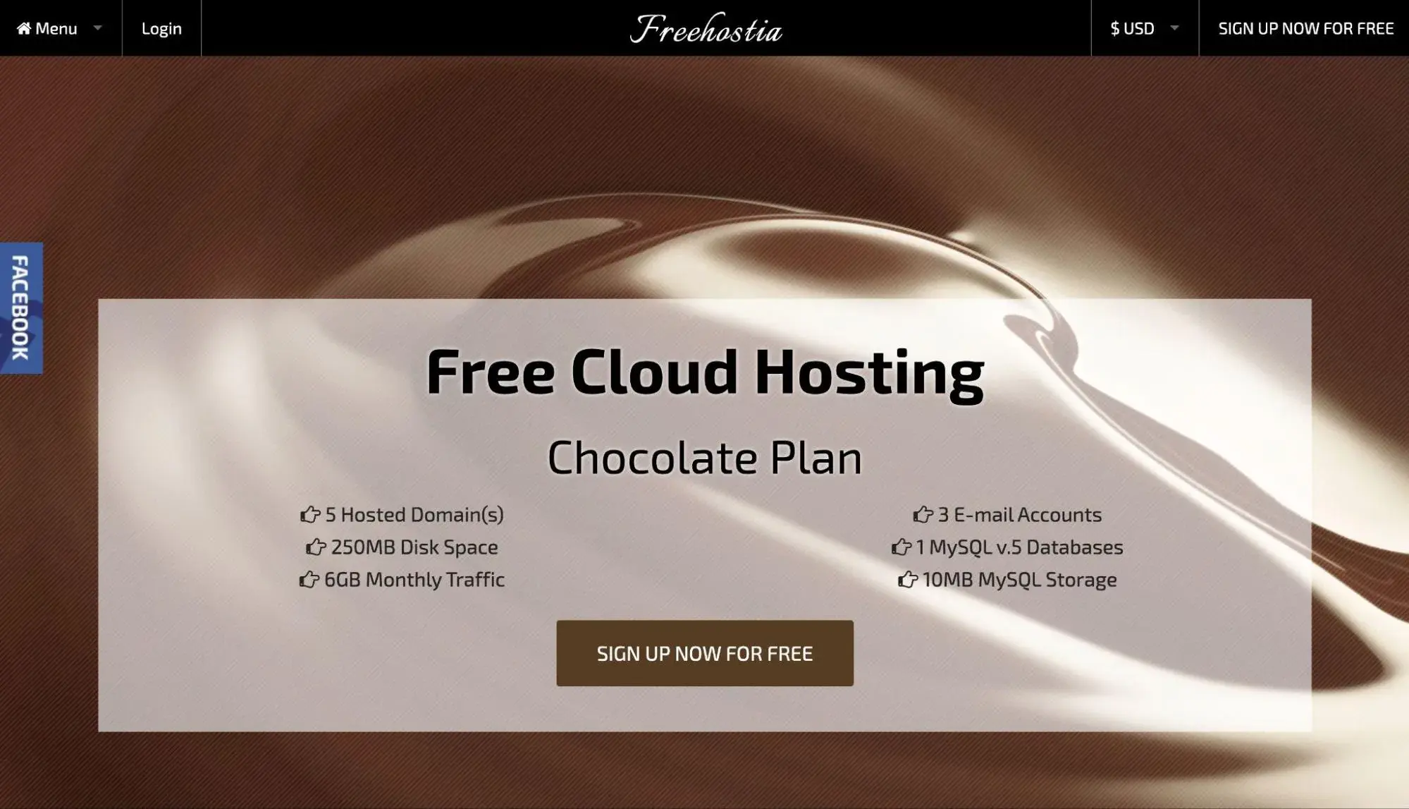 Tangkapan layar halaman cloud hosting gratis Freehostia