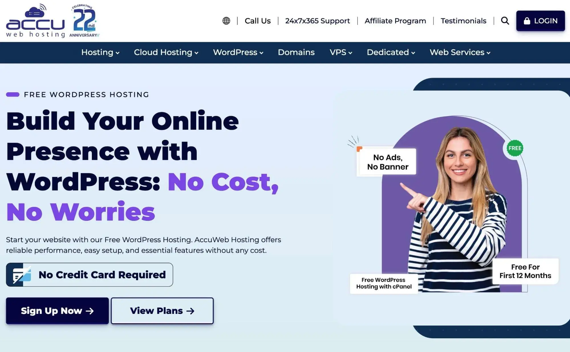 Tangkapan layar halaman AccuWeb Hosting untuk hosting WordPress gratis