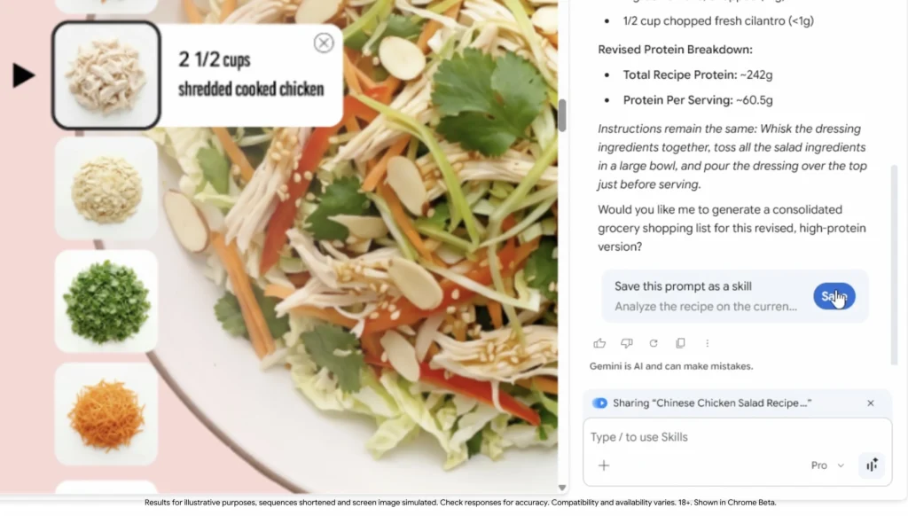 Tangkapan layar fitur AI Skills di Chrome